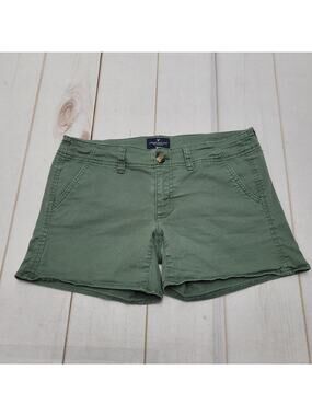 American Eagle shortie stretch green chino shorts preppy4